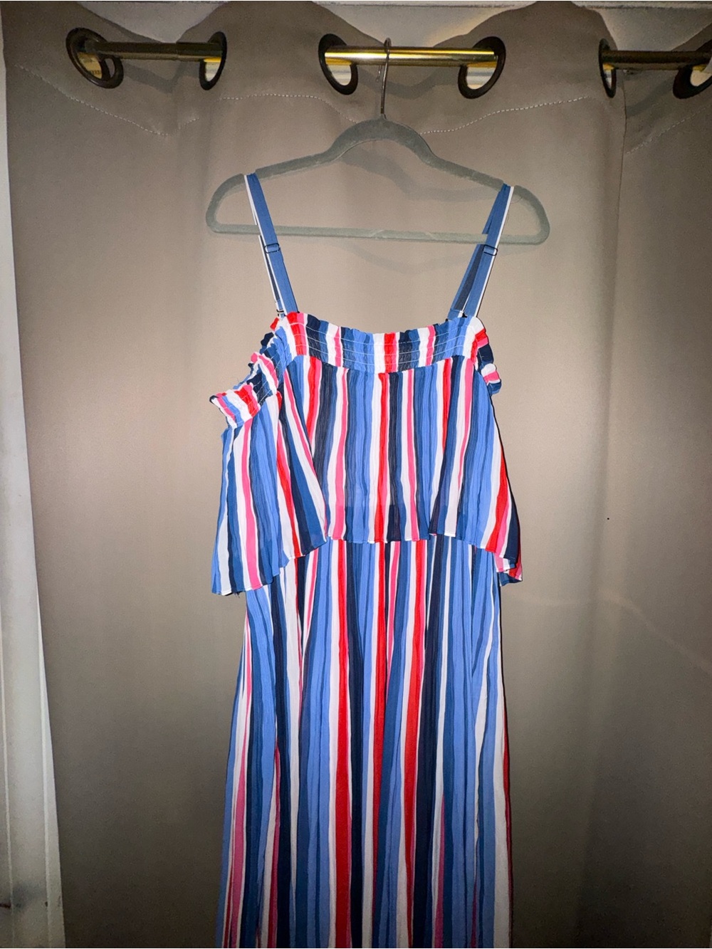 Striped Blue, Red & White Summer Dress